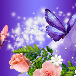 Пазл: Цветы и бабочки