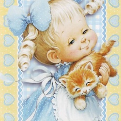 Пазл: Девочка с котёнком