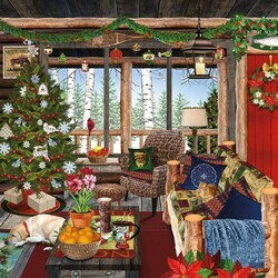 Пазл: Рождественский дом в лесу