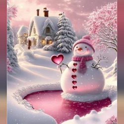 Пазл: Снеговичок с сердечком