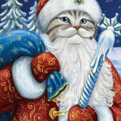 Пазл: Кот Дед Мороз 