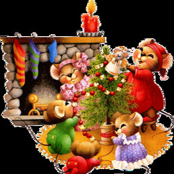 Пазл: Рождество у мышей