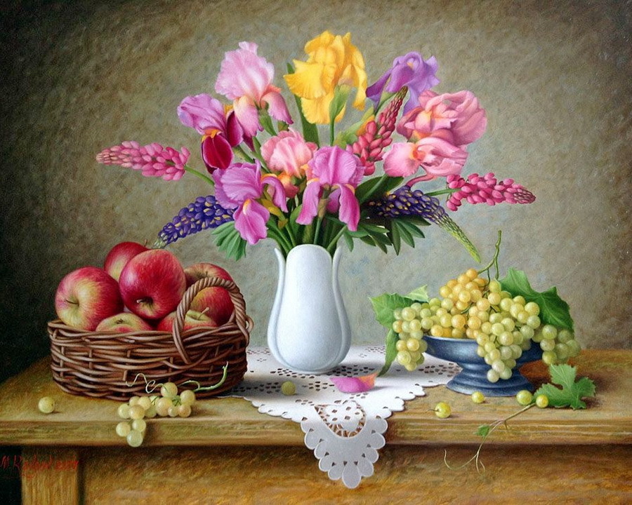 Пазл «Цветы и фрукты» из 180 элементов | Собрать онлайн пазл №272621