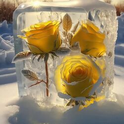 Пазл: Розы во льду