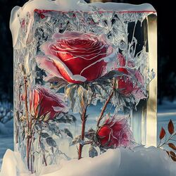 Пазл: Розы в ледяном плену