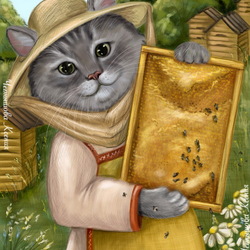 Пазл: Кот пчеловод 