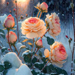 Пазл: Розы в снегу