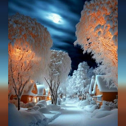 Пазл: Зимней ночью под луной