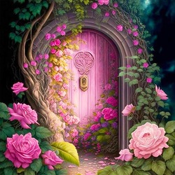 Пазл: Розовая дверь