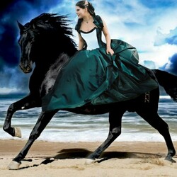 Пазл: Девушка на лошади 
