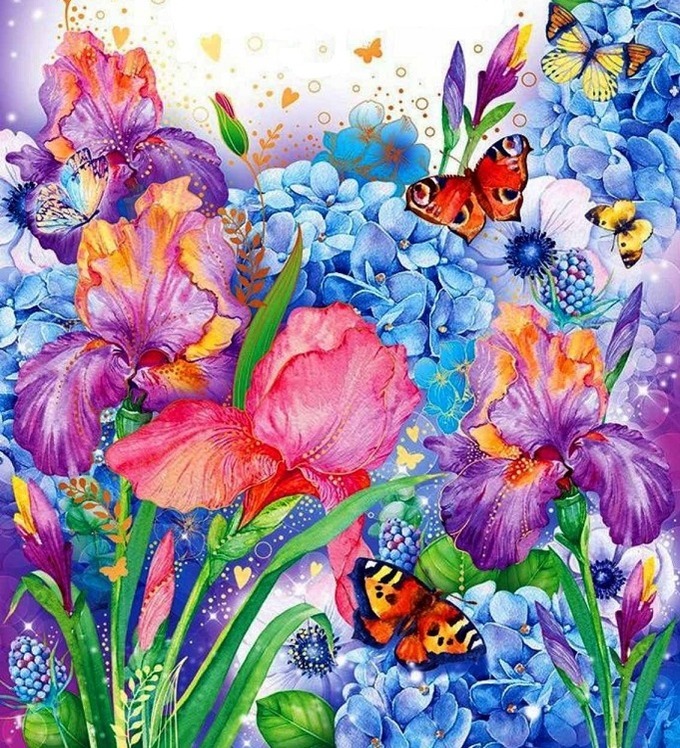 Пазл «Бабочки в цветах» из 110 элементов | Собрать онлайн пазл №278011