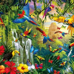 Пазл: Тропические птицы 