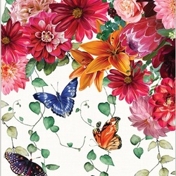 Пазл: Цветы и бабочки