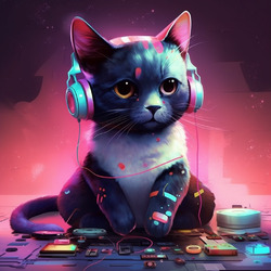 Пазл: Кот музыкант 