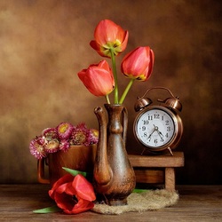Пазл: Тюльпаны и сухоцветы 