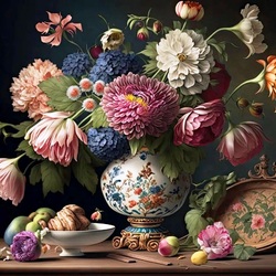Пазл: Цветы в высокой вазе