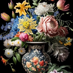 Пазл: Цветы в старинной вазе