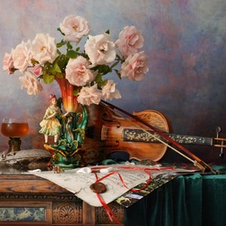 Пазл: Со скрипкой и розами 