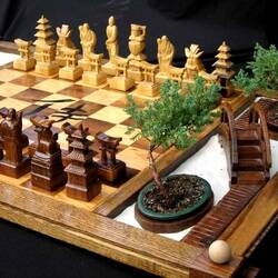 Пазл: Шахматы с садом бонсай