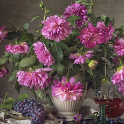 Пазл: Цветы и виноград