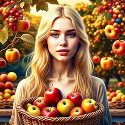 Пазл:  Август роняет яблоки спелые