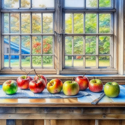 Пазл: Яблоки на столе