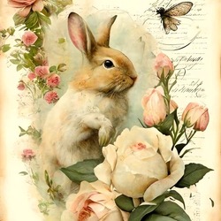 Пазл: Кролик в розах