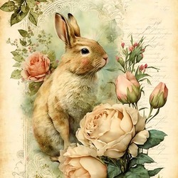 Пазл: Кролик в розах