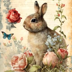 Пазл: Заяц в розах