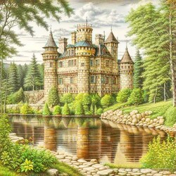 Пазл: Замок у озера