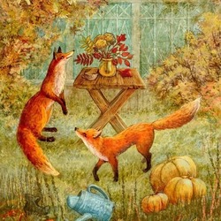 Пазл: Осенние лисы