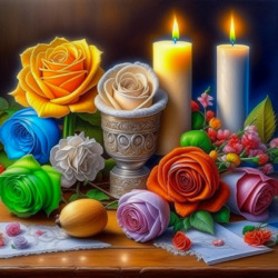 Пазл: Розы и свечи