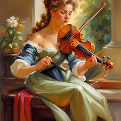 Пазл: Девушка со скрипкой