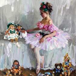 Пазл: Девочка и куклы