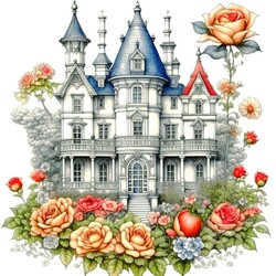 Пазл: Дом среди роз