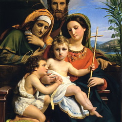 Пазл: Святое семейство со святыми Иоанном Крестителем и Елизаветой