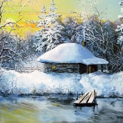 Пазл: Зимой в деревне