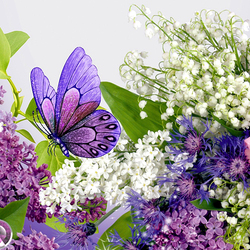 Пазл: Цветы и бабочка