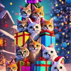Пазл: Новогодние котики