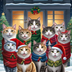 Пазл: Рождественский кошачий хор