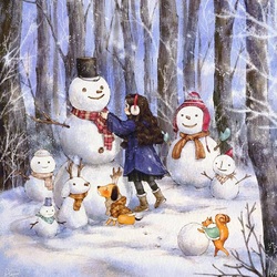 Пазл: Семейка снеговиков 