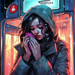 Пазл: Плачет девушка в автомате