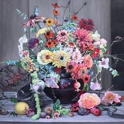 Пазл: Цветы в глиняной вазе