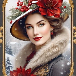 Пазл: Женский портрет на зимнем фоне