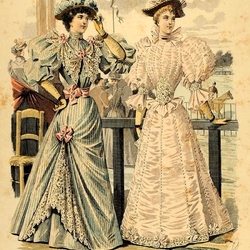 Пазл: Страница старинного журнала мод