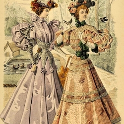Пазл: Страница старинного журнала мод