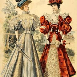 Пазл: Страница старинного журнала мод