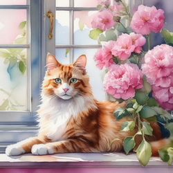 Пазл: Весенний котик