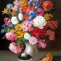 Пазл: Цветы в вазе и ягоды 