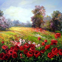 Пазл: Маки на поляне 